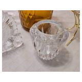Crystal Home Decor Items including Bavarian Crystal Candle Holder, Princess House Lead Crystal Dish, and Various Glassware