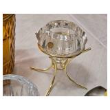 Crystal Home Decor Items including Bavarian Crystal Candle Holder, Princess House Lead Crystal Dish, and Various Glassware