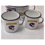 Minnesota Vikings Enamel Cup and Bowl Set with Miller Lite Glass