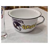 Minnesota Vikings Enamel Cup and Bowl Set with Miller Lite Glass