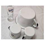 Minnesota Vikings Enamel Cup and Bowl Set with Miller Lite Glass