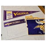 Minnesota Vikings Memorabilia including Pennant, Sign, and Wall Art