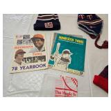 Minnesota Twins Collectible Memorabilia Lot with Hats and Yearbooks (1963 Cover is Off) - Herb Brooks Hat