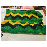 Green, Yellow, and Black Crochet Chevron Blanket Handmade afghan