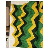 Green, Yellow, and Black Crochet Chevron Blanket Handmade afghan