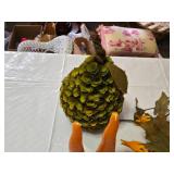 Assorted Home Decor Items including Bath & Body Works Squirrel Figurine, Gnome Candles and Audubon American Goldfinch Plush