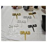 Graduation-themed Lot with Cap, Gown, and Figurines including Owl and Grad Toppers