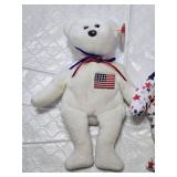 Ty Beanie Babies and Barbie Doll including Patriotic and Star Print Bears with Striped Outfit Doll