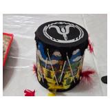 Vintage Western and Native American-Themed Costume Accessories and Toy Drum, Teddy Bear Included