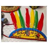 Vintage Western and Native American-Themed Costume Accessories and Toy Drum, Teddy Bear Included