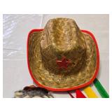 Vintage Western and Native American-Themed Costume Accessories and Toy Drum, Teddy Bear Included