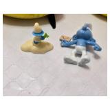 Set of Stuffed Toys Including Mickey Mouse and Smurf Plushes and Figurines