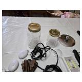 Assorted Kitchen and Household Items including Kitchen Tools, Extension Cords, and Gloves