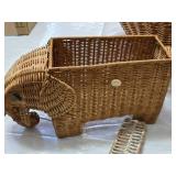 Wicker Elephant Shaped Plant Basket and Letter E Decor