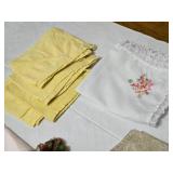 Set of Vintage and Embroidered Table Linens and Napkins