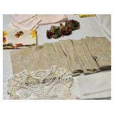 Set of Vintage and Embroidered Table Linens and Napkins