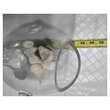 Glass Fish Shaped Decorative Bowl with Shells and Stones