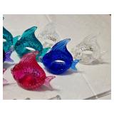 Glass Fish Napkin Holders and Decorative Stirrers including Floral and Fish Designs