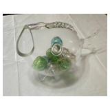 Glass Fish-Shaped Vase with Decorative Balls