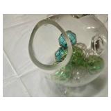 Glass Fish-Shaped Vase with Decorative Balls