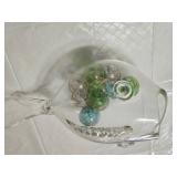 Glass Fish-Shaped Vase with Decorative Balls