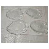 Set of 4 Clear Glass Fish-Shaped Plates