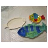 Ceramic and Glass Fish-Shaped Serving Platters, including Gibson and Seafood Bake