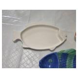 Ceramic and Glass Fish-Shaped Serving Platters, including Gibson and Seafood Bake