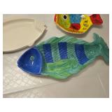 Ceramic and Glass Fish-Shaped Serving Platters, including Gibson and Seafood Bake