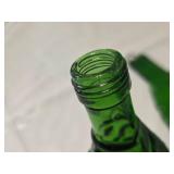 Green Glass Fish Shaped Bottle and Tray Set with Crystal Candle Holders