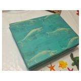 Aquatic Themed Decor Collection including Decorative Box, Fish Figurines, and Sea Life Shapes