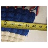 Patriotic Red, White, and Blue Crocheted Blanket with Fringe