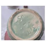 Abingdon USA Vase, Ceramic Mug, Green Flower Pot with Saucer, and Miniature Desserts - Cracks and Chips