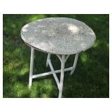 White Round Wicker Table, 28-inch Diameter, 29-inch Height