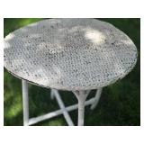 White Round Wicker Table, 28-inch Diameter, 29-inch Height