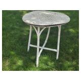 White Round Wicker Table, 28-inch Diameter, 29-inch Height