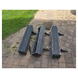 Three Black Wooden Plant Boxes with Metal Wire Basket