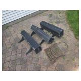 Three Black Wooden Plant Boxes with Metal Wire Basket