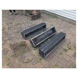 Three Black Wooden Plant Boxes with Metal Wire Basket