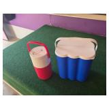Coleman Blue Cooler and Red Jug