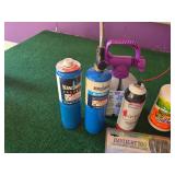 Various Cleaning and Lighting Supplies including Bernzomatic Propane Tanks, Rejuvenate House Wash, and Daylight Light Bulbs