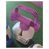 Various Cleaning and Lighting Supplies including Bernzomatic Propane Tanks, Rejuvenate House Wash, and Daylight Light Bulbs