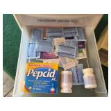 First Aid Supplies and Plastic Drawers