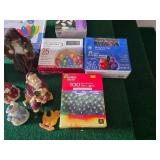 Christmas Decorations and Lights Lot with Figurines and Various Light Sets