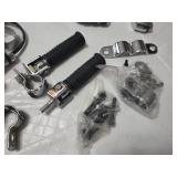Set of Motorcycle Accessories including Foot Pegs and Turn Signals, Chrome Finish