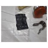 Set of Motorcycle Accessories including Foot Pegs and Turn Signals, Chrome Finish