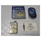 Camel Collectible Tins and Ashtray with Vintage Smoking Items - Thanks for Smoking, Your Local Undertaker Card