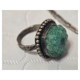 Necklace Marked Sterling with Turquoise, Bracelet, and Rings