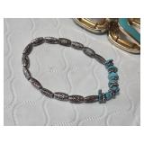 Metal and Turquoise Style Jewelry Lot, Including Beaded Bracelet, Gold-Tone Enamel Bracelet, and Shell Style Bracelet