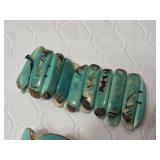 Metal and Turquoise Style Jewelry Lot, Including Beaded Bracelet, Gold-Tone Enamel Bracelet, and Shell Style Bracelet